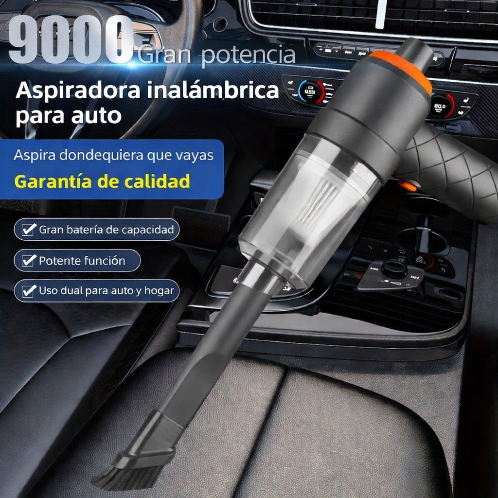 AutoClean Pro 2 en 1 – Limpiador Portátil para Auto Aspirado y soplado potente con carga inalámbrica integrada.