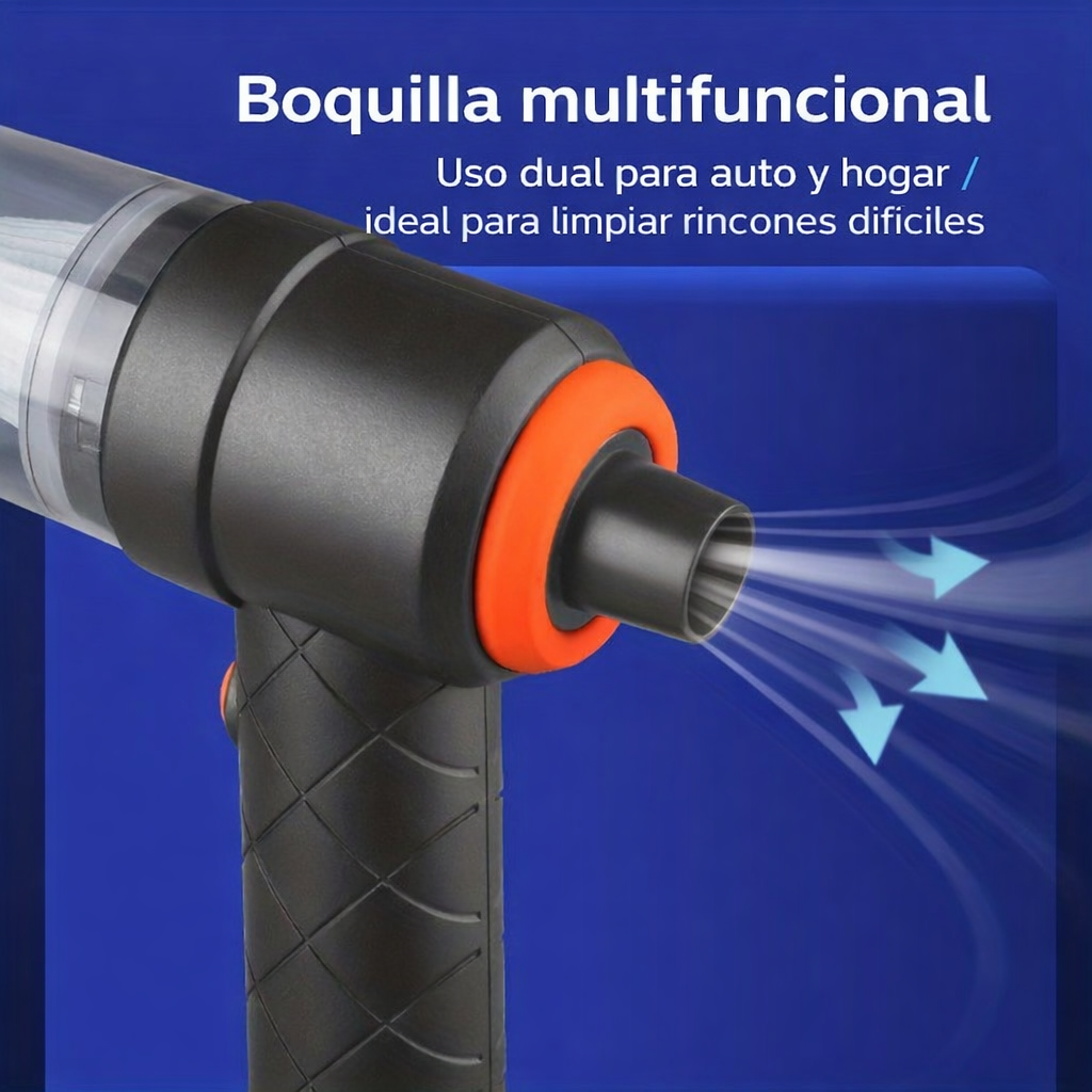 AutoClean Pro 2 en 1 – Limpiador Portátil para Auto Aspirado y soplado potente con carga inalámbrica integrada.